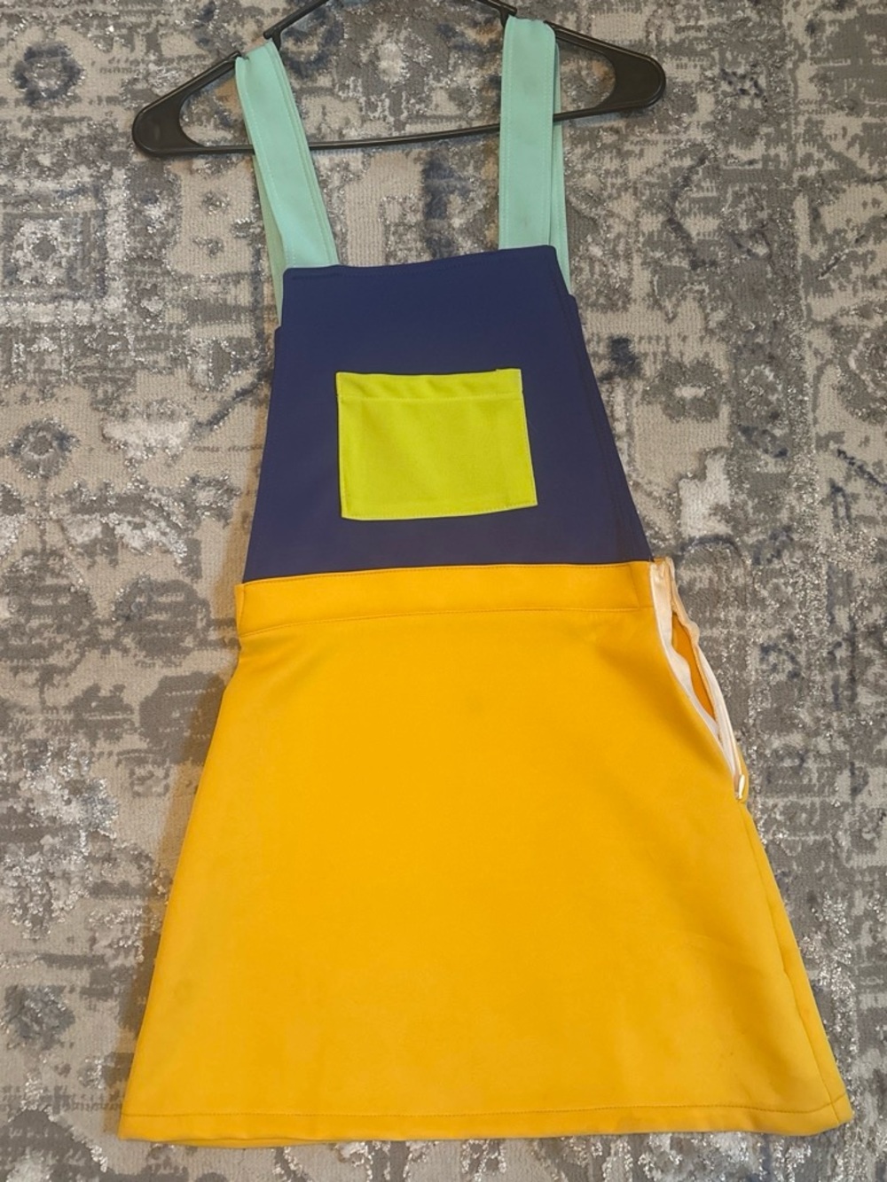 Colorblock Apron Dress in Yellow, Navy & Mint